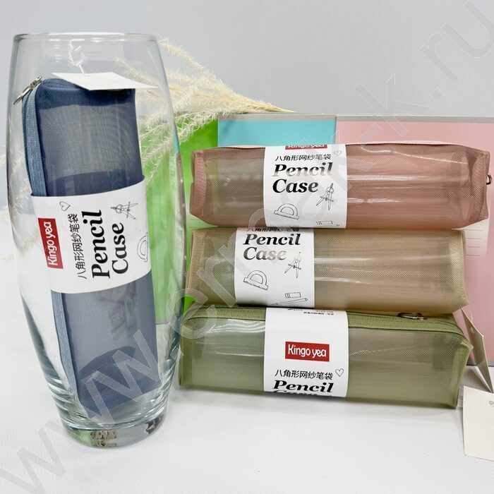 Пенал-косметичка "Dusty color" /сетка, прозрачный /21*5,5*5,5см. /ассорти, полиэстер | Фото 2