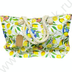 Сумка пляжная шопер 57*37см. "Лимоны" /ручки - канат + косметичка 29*21см. | Фото 1