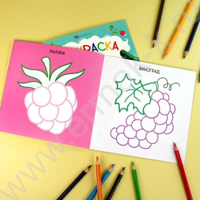 Раскраска 215*215 Первая раскраска малыша.Фрукты и ягоды | Фото 4