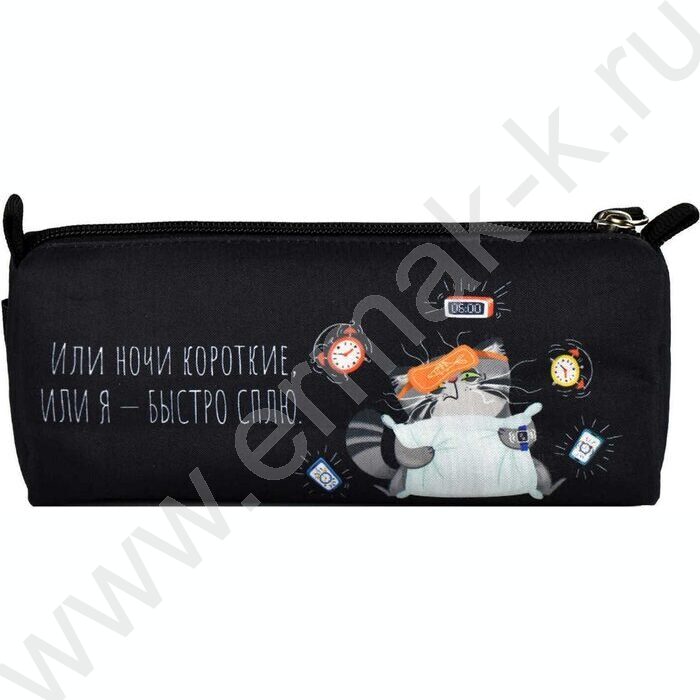 Пенал школьный полиэстер молния "Серый кот" | Фото 3