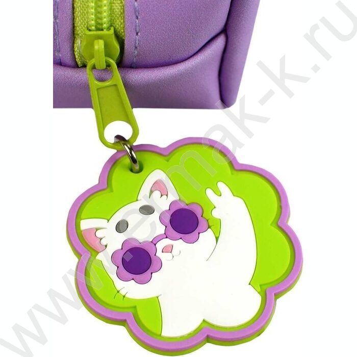 Пенал школьный искусственная кожа,цифровая печать молния "Котик в очках" | Фото 6