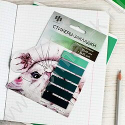 Стикеры-закладки пластиковые 12*45мм /бирюзовый 6цв*25шт Кот | Фото 4