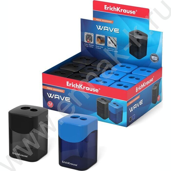 Точилка 2отв. пластик Wave ассорти | Фото 3