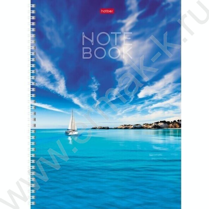 Тетрадь 120л А4 клетка/спираль/тв.обл. "Белеет парус" /многоцветный срез, ламинация Soft-touch | Фото 1