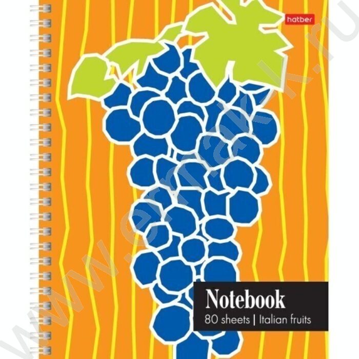 Тетрадь  80л клетка/спираль "Italian fruits" ассорти | Фото 3