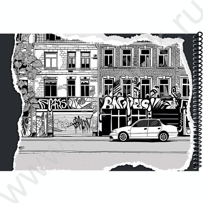 Альбом д/рисования-спираль 40л "Цветные и чёрно-белые граффити" | Фото 3