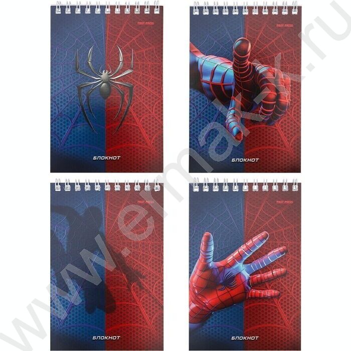 Блокнот  40л А6 спираль "Спайдер синий" ассорти | Фото 1