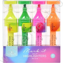 Текстовыделитель /набор  4цв - неон/ 1-5мм косой, прозрачный корпус "Mark it NEON" /блистер | Фото 1
