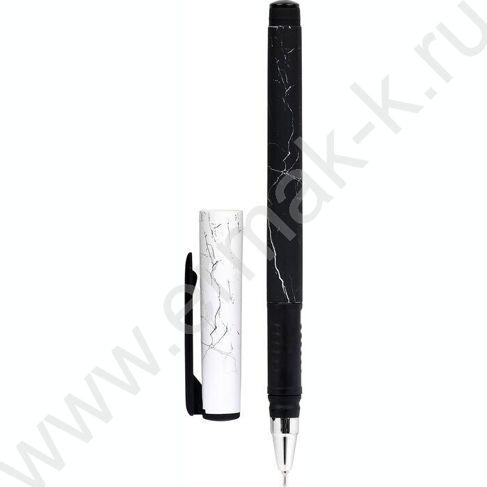 Ручка шар B&W.MARBLE 0,7мм синяя /черно-бел.кругл. корп. ultra-soft touch, резиновый держатель | Фото 1