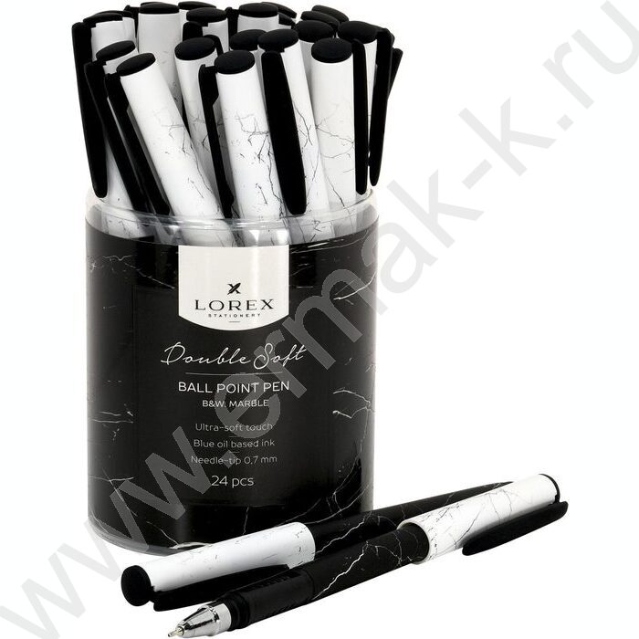 Ручка шар B&W.MARBLE 0,7мм синяя /черно-бел.кругл. корп. ultra-soft touch, резиновый держатель | Фото 5