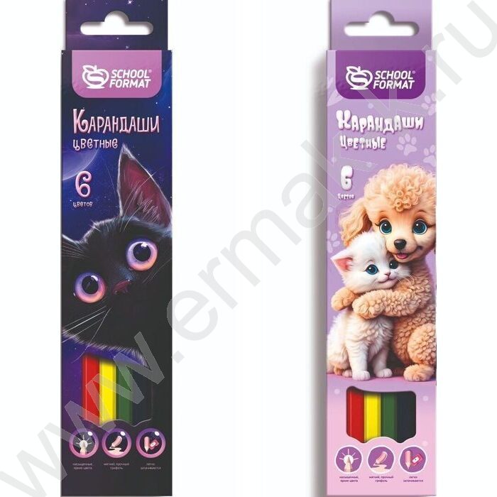 Карандаши   6цв Микс для девочек /шестигранные /корп. дерев. /карт. коробка, европодвес | Фото 1