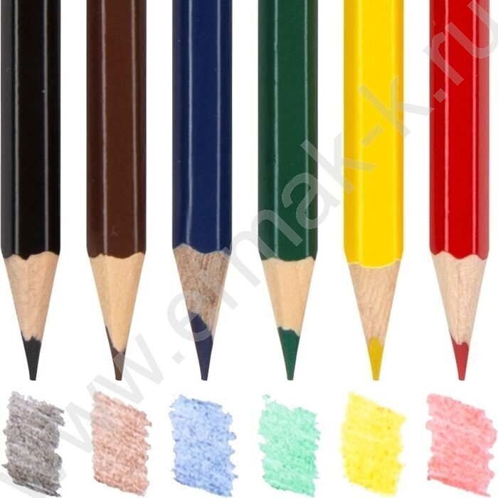 Карандаши   6цв Микс для мальчиков /шестигранные /корп. дерев. /карт. коробка, европодвес | Фото 3