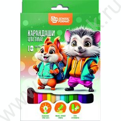 Карандаши  18цв Яркие зверята /шестигранные /корп. дерев. /карт. коробка, европодвес | Фото 3
