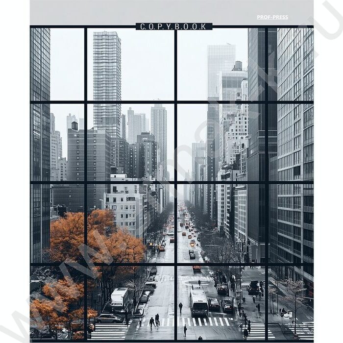 Тетрадь  80л клетка/кольца "Вид на мегаполис" /глянец/лён | Фото 2