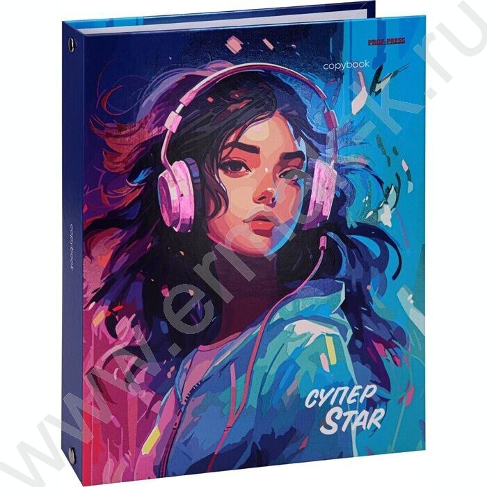 Тетрадь 120л клетка/кольца "Девушка с наушниками" /твин-лак/хол.фольга | Фото 1