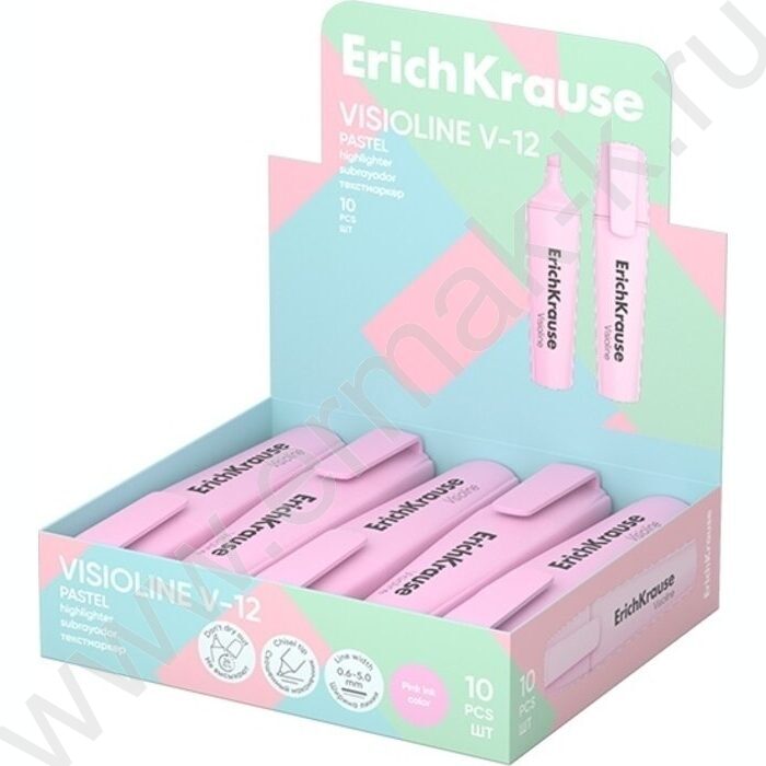 Текстовыделитель /розовый/ 5мм косой Visioline V-12 Pastel | Фото 2