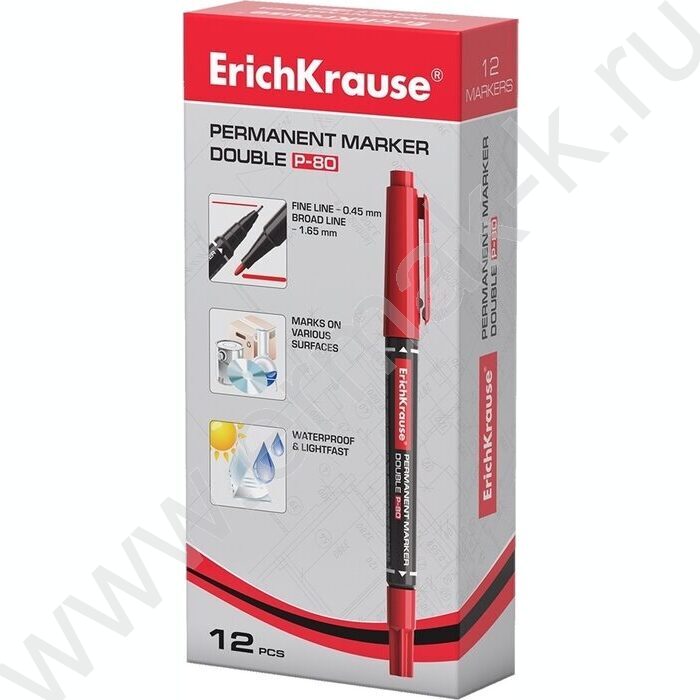 Маркер перм. CD,DVD, OHP пленка /красный/ 1,5мм круг P-80 /двухсторонний | Фото 2