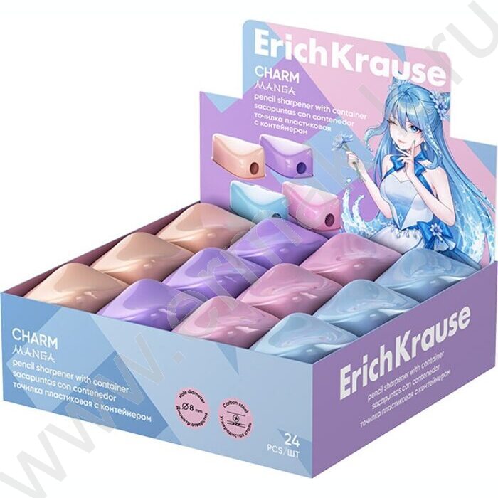 Точилка 1отв. пластик Charm, Manga /с контейнером /ассорти | Фото 2