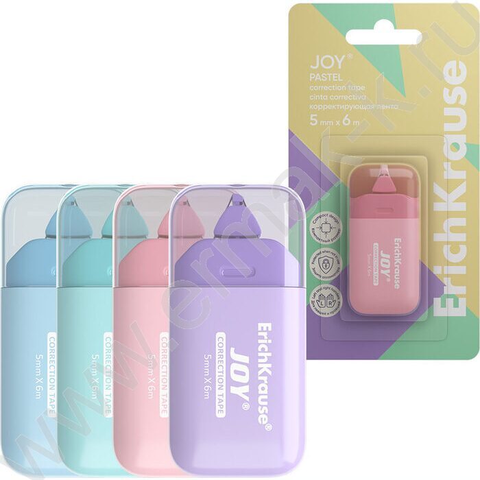 Корректирующая лента 5мм* 6м "JOY® Pastel" /ассорти /блистер | Фото 1
