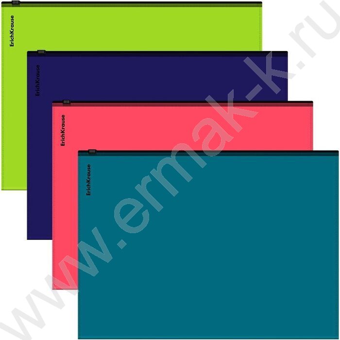 Папка-конверт на молнии А4 Zip Soft Reef /непрозрачный, ассорти | Фото 1