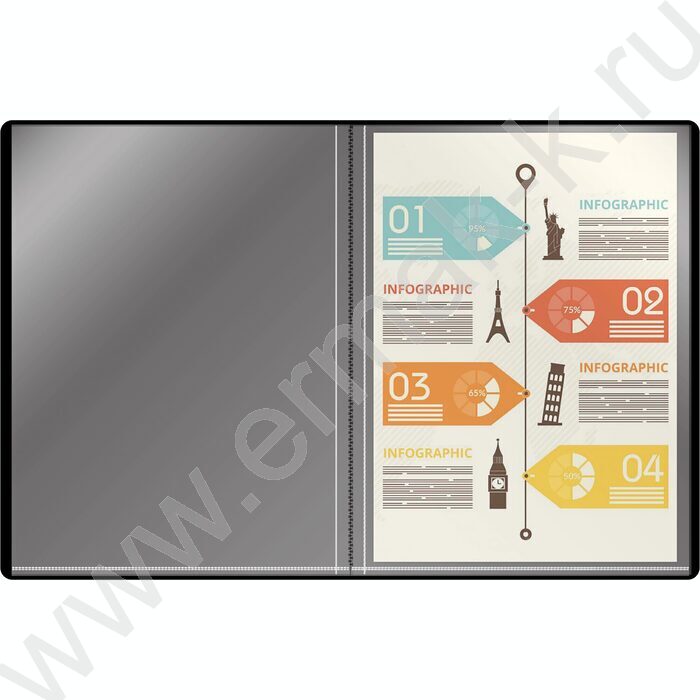 Папка  10 файлов черная /пластик 0.5мм | Фото 2