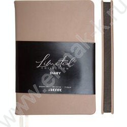 Ежедневник н/дат A5 136л "Note" кофе с молоком /тв.обл. иск.кожа /черный срез /2 ляссе | Фото 1