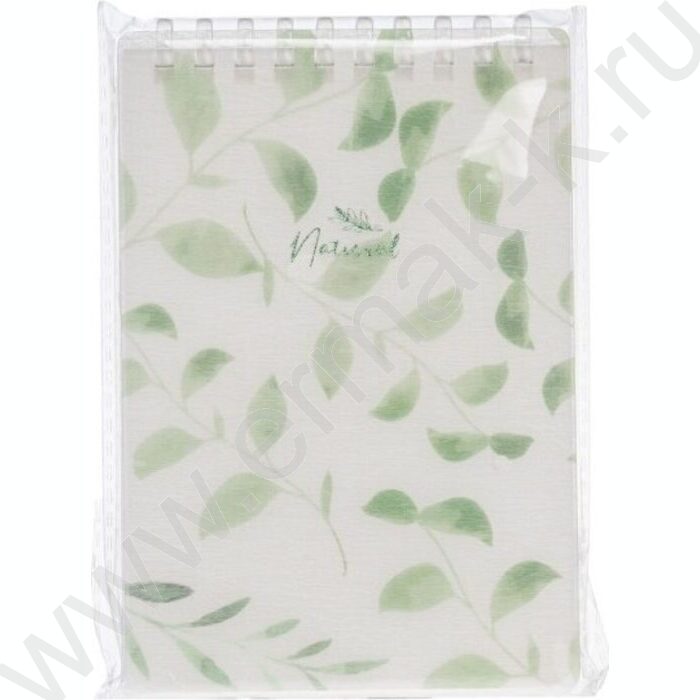 Блокнот  80л А6 спираль/пластик обл. "NATURAL LEAVES" тониров.блок,клетка | Фото 3