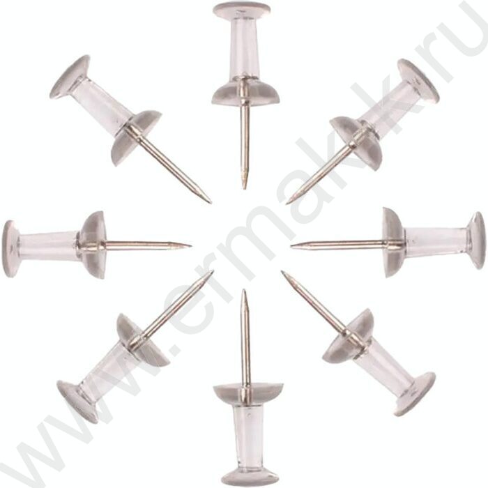 Кнопки силовые /50шт Гвоздики/8,3мм, прозрачные, с иглой серебристого цвета | Фото 1
