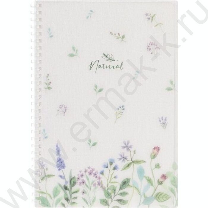 Тетрадь  80л 175*250 клетка/спираль/пл.обл./тониров.блок "NATURAL FLOWERS" | Фото 1