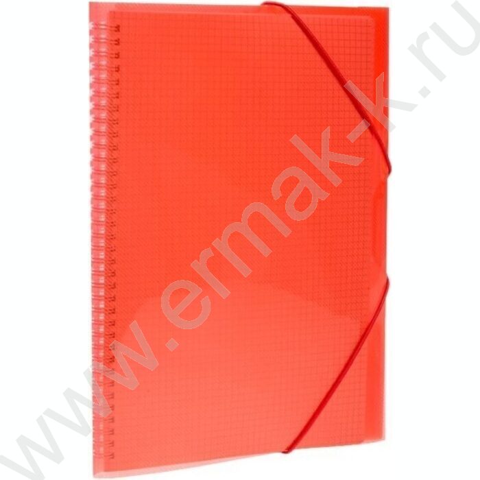 Тетрадь-папка  80л А4 клетка/спираль с клапанами на резинке/пл.обл. "Красная" | Фото 1