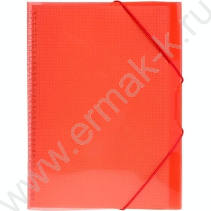 Тетрадь-папка  80л А4 клетка/спираль с клапанами на резинке/пл.обл. "Красная" | Фото 2