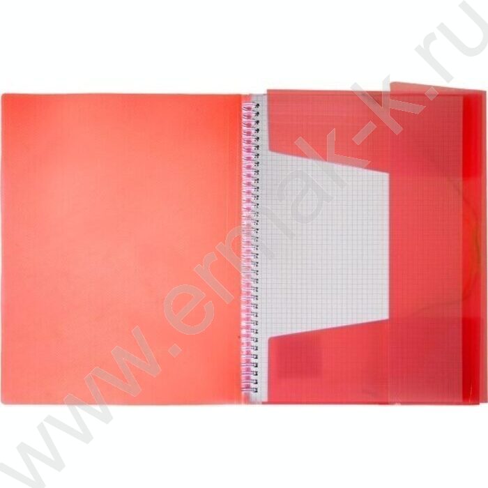 Тетрадь-папка  80л А4 клетка/спираль с клапанами на резинке/пл.обл. "Красная" | Фото 3