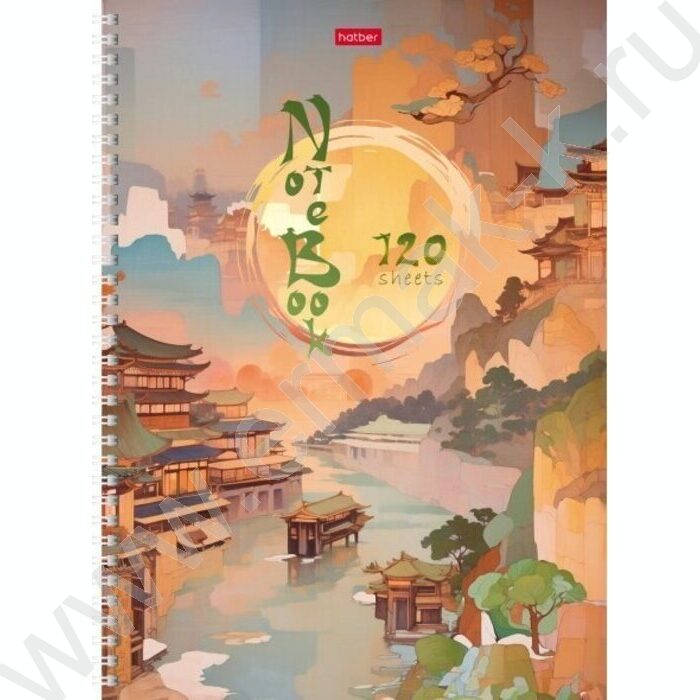 Тетрадь 120л А4 клетка/спираль/тв.обл. "Загадочный Восток" /многоцветный срез,перфорация на отры | Фото 1