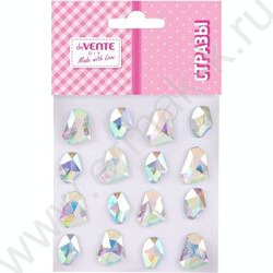 Наклейки-стразы акриловые "DIY Geometric Rhinestone", 16шт, ассорти размеров /радужные /блистер | Фото 1