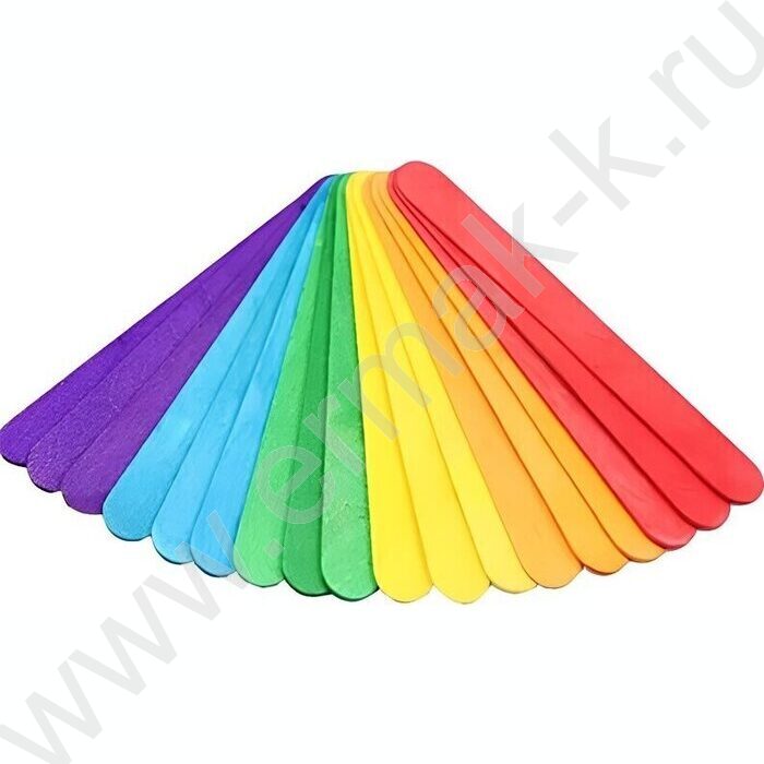 Деревянные палочки плоские  114*10*2мм 50шт /цвета ассорти | Фото 1