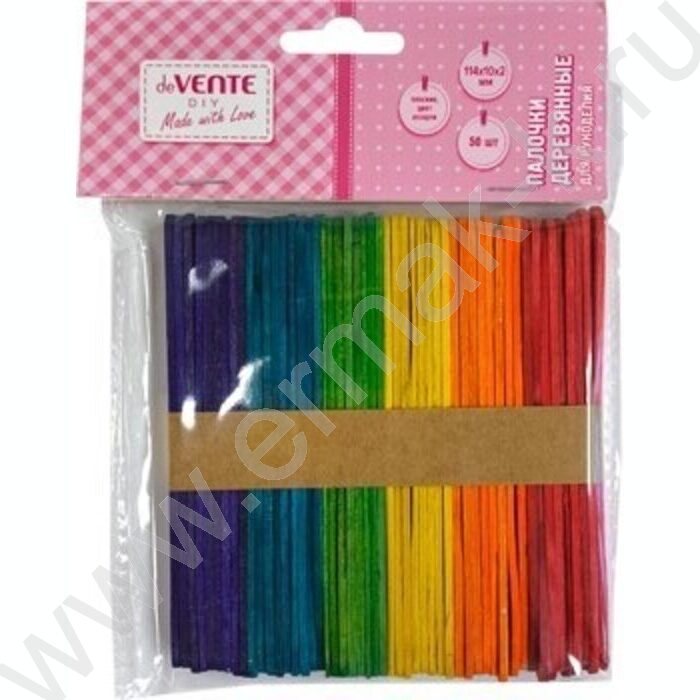 Деревянные палочки плоские  114*10*2мм 50шт /цвета ассорти | Фото 2