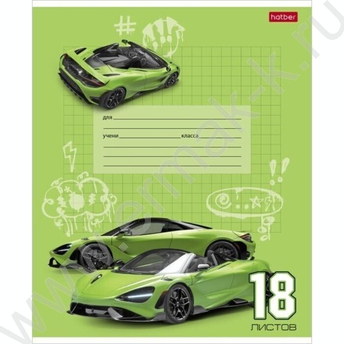 Тетрадь  18л клетка "Гоночные авто" 5видов | Фото 3