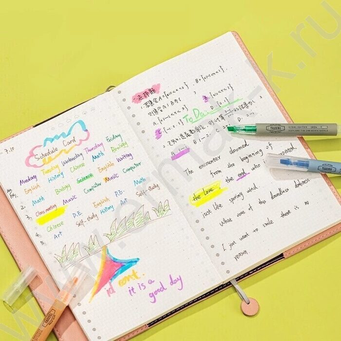 Текстовыделитель /набор  6цв/ 1-3,5мм косой, флуоросцентный /ПЭТ-бокс | Фото 3