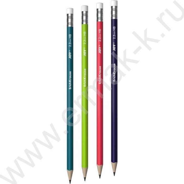 Карандаш пластиковый  с ластиком  HB JOY® Reef /цвет корпуса - ассорти | Фото 1