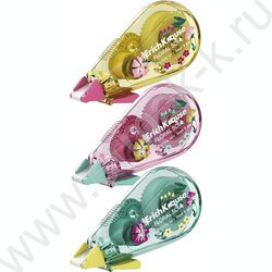 Корректирующая лента 5мм* 6м "Floral Soul" с печатью на корпусе /ассорти /блистер | Фото 1