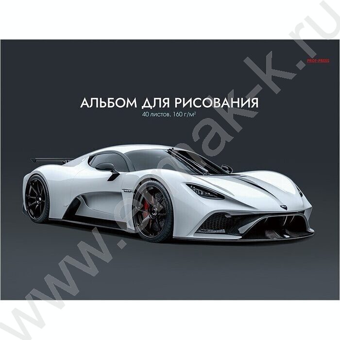 Альбом д/рисования-склейка 40л "Белый автомобиль-5" | Фото 1