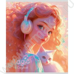 Тетрадь  96л клетка "Сияющие девушки и животные" /глиттер/ ассорти | Фото 5