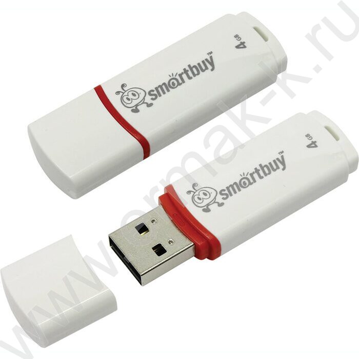 Съемный носитель информации  4GB USB Flash Drive <USB 2.0> белый "Crown" | Фото 1