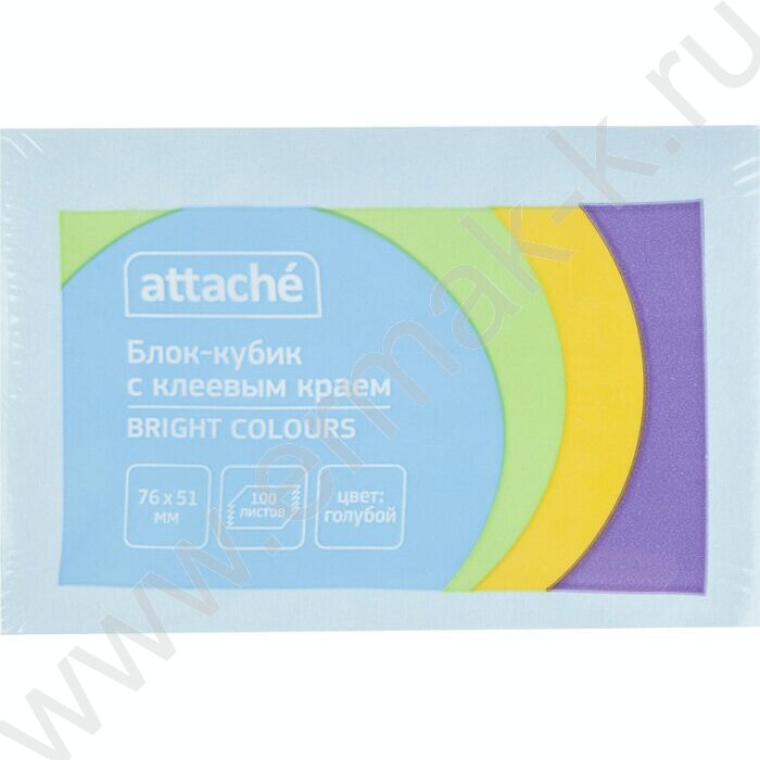 Бумага д/записей  51*76мм /100л, 60г/м², голубая с липким краем "Bright colours" | Фото 2