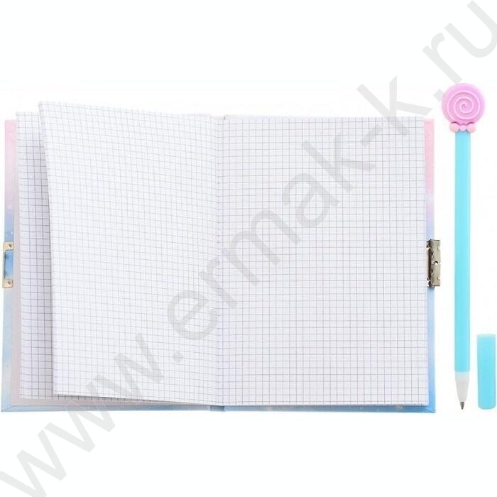 Блокнот  48л 13*17,5см "Девочка LOVELY" цветная тв.обл. /ассорти/,блок-клетка.+замочек+шар. ручк | Фото 2