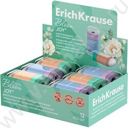 Точилка 1отв. пластик JOY®, Pastel Bloom /с контейнером и ластиком /ассорти | Фото 2