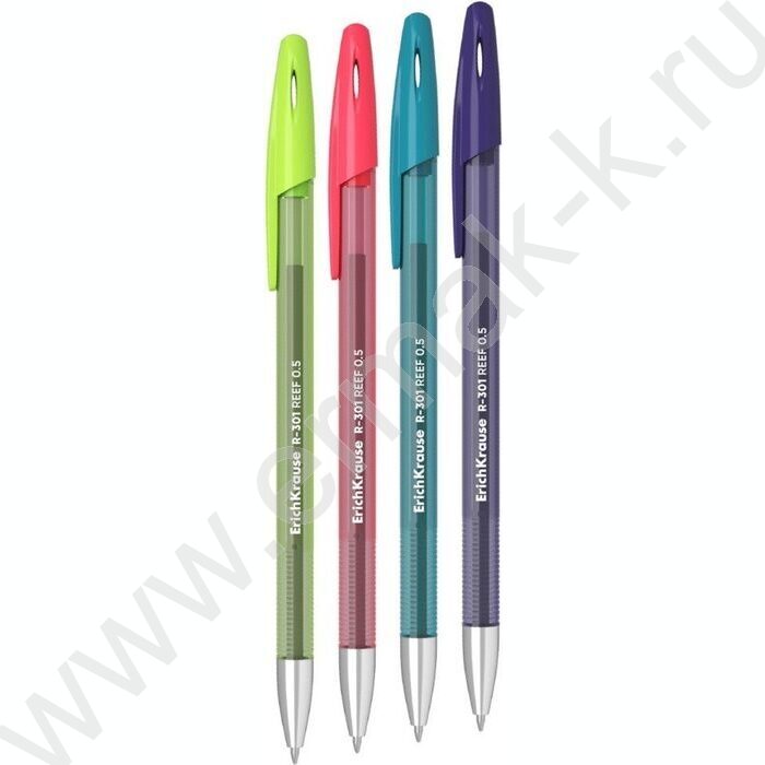 Ручка гелевая синяя 0,5мм  R-301 Gel Stick Reef /тонированный корпус - ассорти | Фото 1