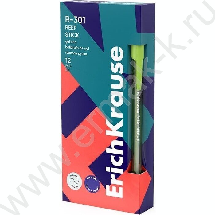Ручка гелевая синяя 0,5мм  R-301 Gel Stick Reef /тонированный корпус - ассорти | Фото 2