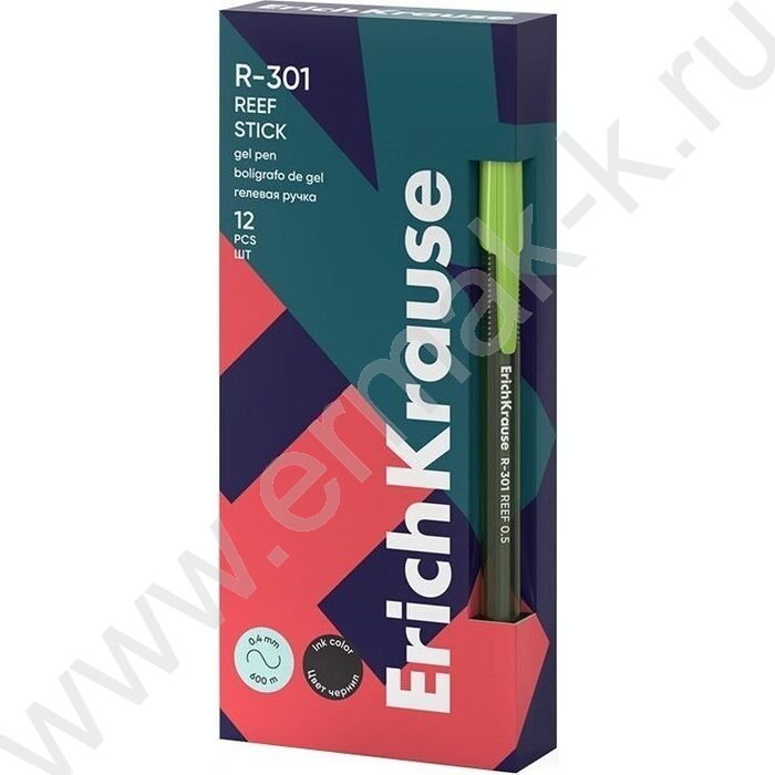 Ручка гелевая черная 0,5мм  R-301 Gel Stick Reef /тонированный корпус - ассорти | Фото 2