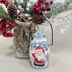 Подсвечник 6*6*12,5см. Шишка с рисунком Снеговика или Деда Мороза /ассорти, 9-177 NEW | Фото 3